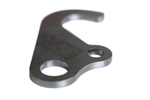 Laser-cut carbon steel part with smooth edges and precision holes