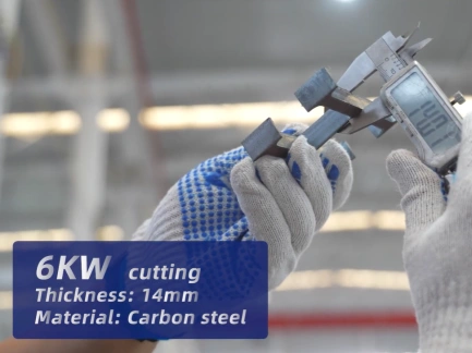 14 mm carbon steel cut with a 6 kW fiber laser cutting machine