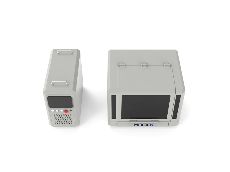 Top-front view of the compact enclosed MK-DC laser cutting machine