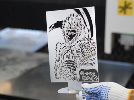 Precision laser-cut decorative panel made from 1 mm stainless steel